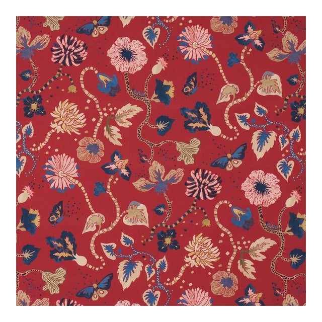 Sample - Schumacher x Happy Menocal Gloriette Fabric in Red For Sale
