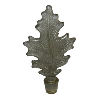 Vintage Glass Oak Leaf Bottle Stopper For Sale