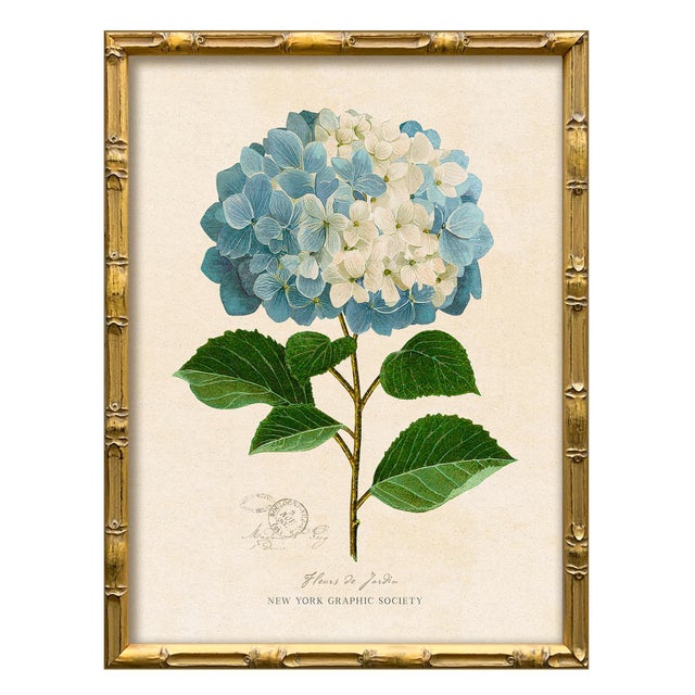 Contemporary Reproduction Framed Blue Hydrangea Giclee Prints - Set of 2 For Sale - Image 3 of 6
