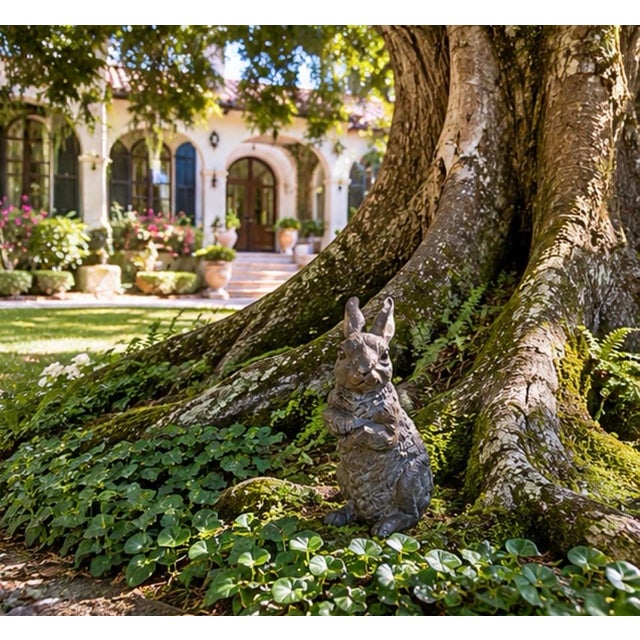 Vintage Cast Iron Standing Hare Garden Statuary For Sale - Image 9 of 12