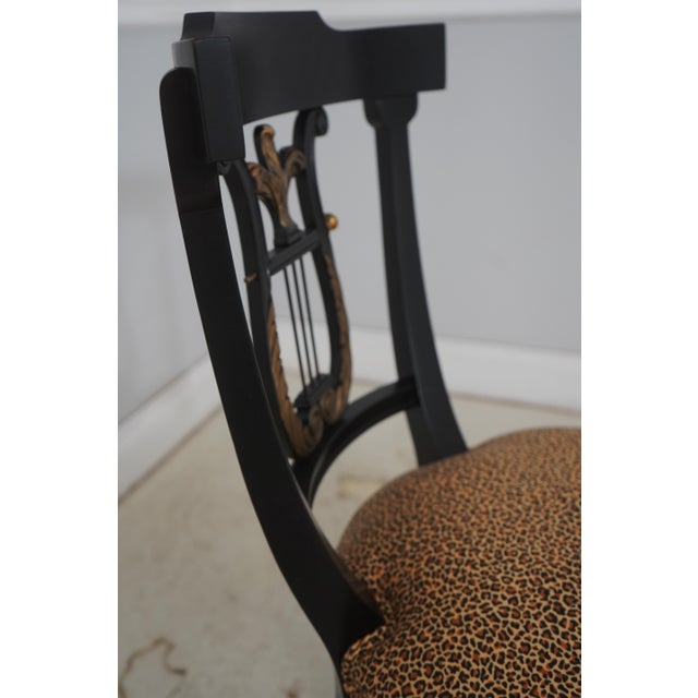 Black Pair Lyre Back Black Finish Occasional Chairs For Sale - Image 8 of 18