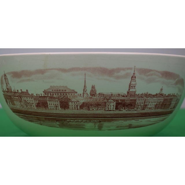 Sz: 5 1/4"H x 12 1/8"D w/ red transfer-decoration of Harvard Yard buildings and Harvard College coat-of-arms w/ Jones...