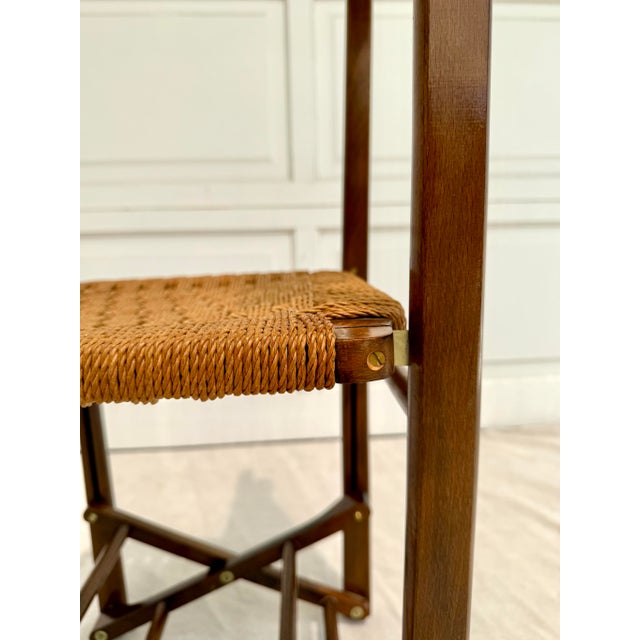 1960s MCM Scandinavian Modern Folding Gentleman’s Valet Chair With Woven Seat For Sale - Image 5 of 11