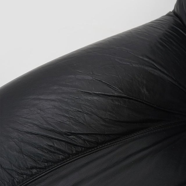 Modular Black Leather Armchairs, 1970s, Set of 3 For Sale - Image 12 of 15