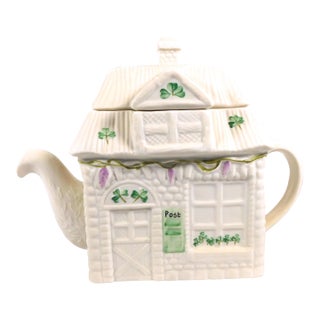 Belleek Figural Teapot Post Office in Shamrock For Sale