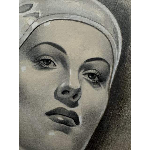 Original graphite pencil drawing by American artist and illustrator Theodore E. Schrock (1879–1952), depicting a poised...