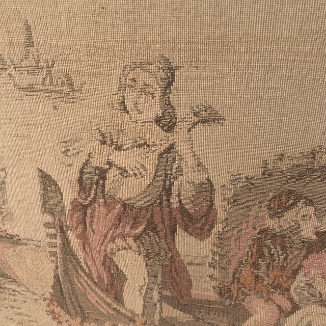 Mid 20th Century Venetian Gondola Tapestry in Ornate Gold Gilt Wood Frame For Sale - Image 4 of 12