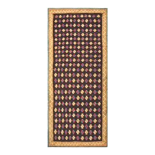 1890s Brown Geoemtric Kilim Antique European Besserabian Rug 4'2" X 9'9" Knotted Wool Carpet For Sale