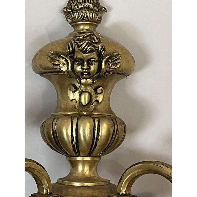 Vintage Cherub Wall Sconces, Set of 2 For Sale - Image 3 of 6