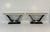 Rare pair of consoles produced in France in the 1940s. The top and the border are veneered in parchment, while the...