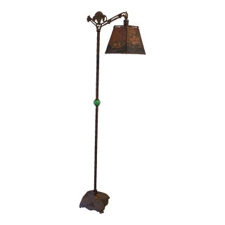 1920s Cast Iron & Jadeite Floor Lamp For Sale