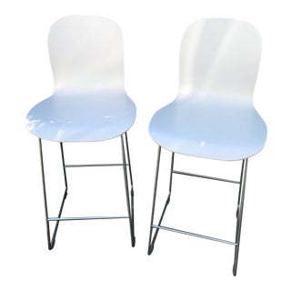 Cappellini Tate White Bar Stools - A Pair For Sale