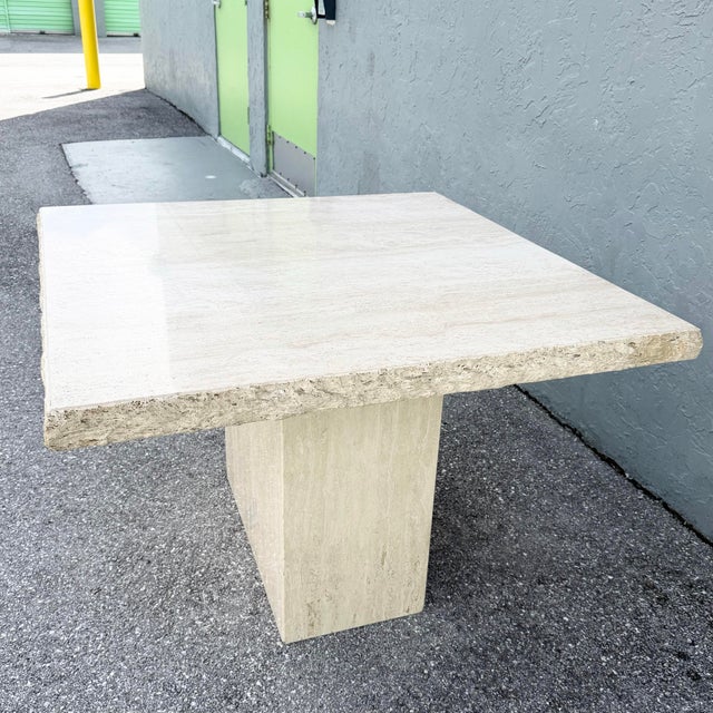 Italian Vintage Italian Travertine Square Top Dining Table For Sale - Image 3 of 11