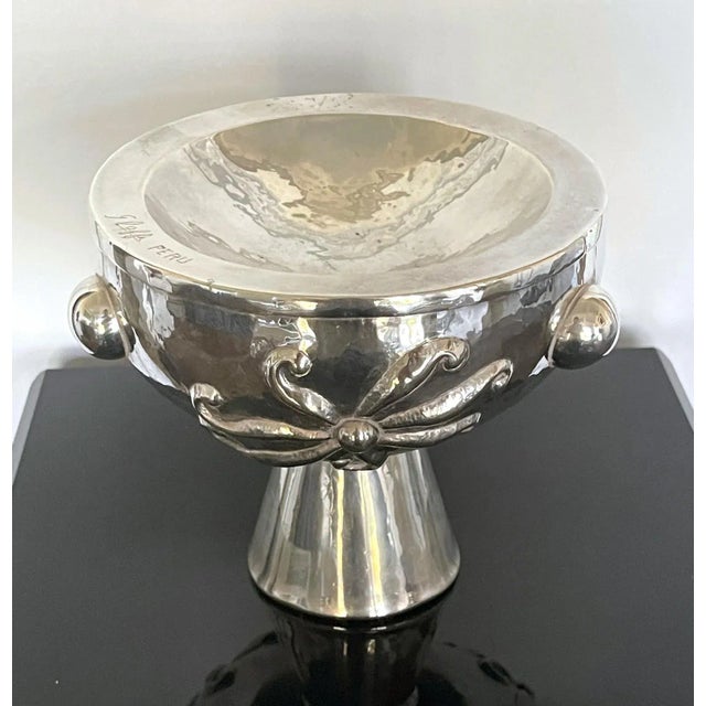 Metal Graziella Laffi Silver Sculptural Center Bowl with Relief Surface For Sale - Image 7 of 13