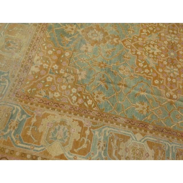 Stunning high decorative room size early 20th century antique Indian Amritsar rug from the early 20th century. Turquoise...