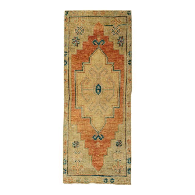 Turkish Mini Rug Oriental Hand Knotted Vintage Rug 1'5" x 3'8" #21150 For Sale