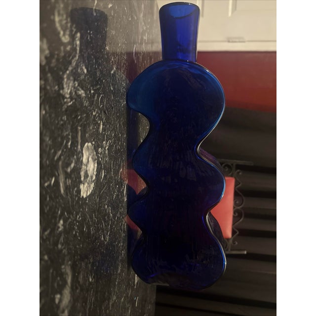 Vintage Blenko, Cobalt Blue “Puzzle Piece” Vase For Sale - Image 9 of 10
