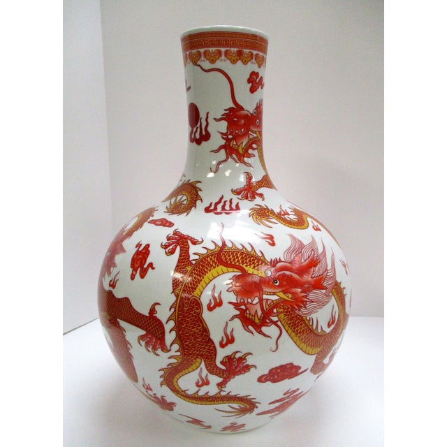Chinese Orange Dragon Vase Chairish
