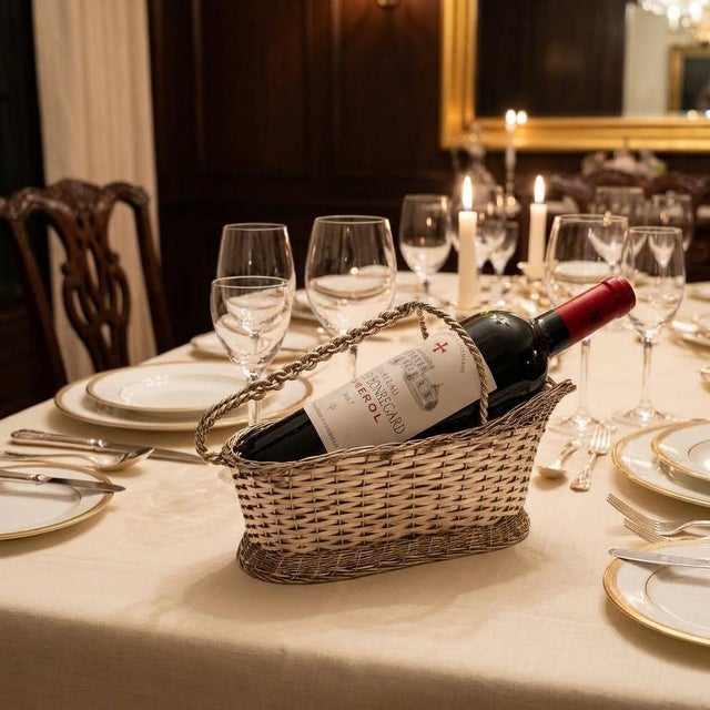 Vintage Woven Silver-Plated Wire Wine Bottle Basket Caddy & Sommelier Basket For Sale - Image 14 of 14