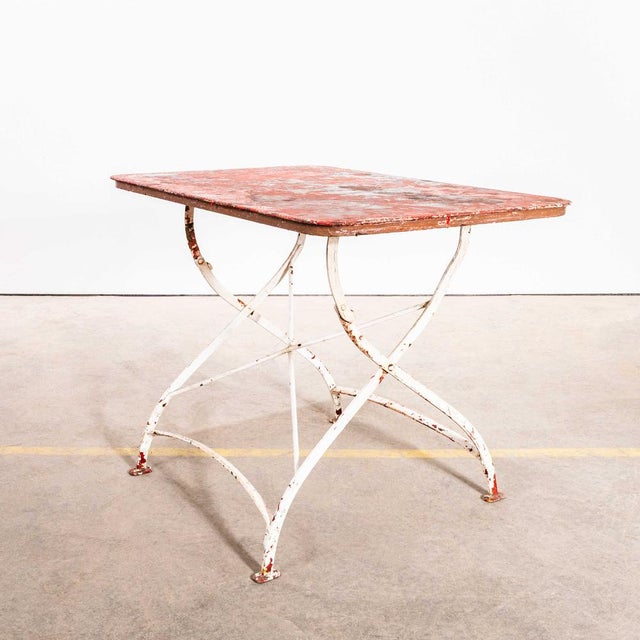 Vintage French Rectangular Metal Folding Dining Table, 1950s For Sale - Image 9 of 9