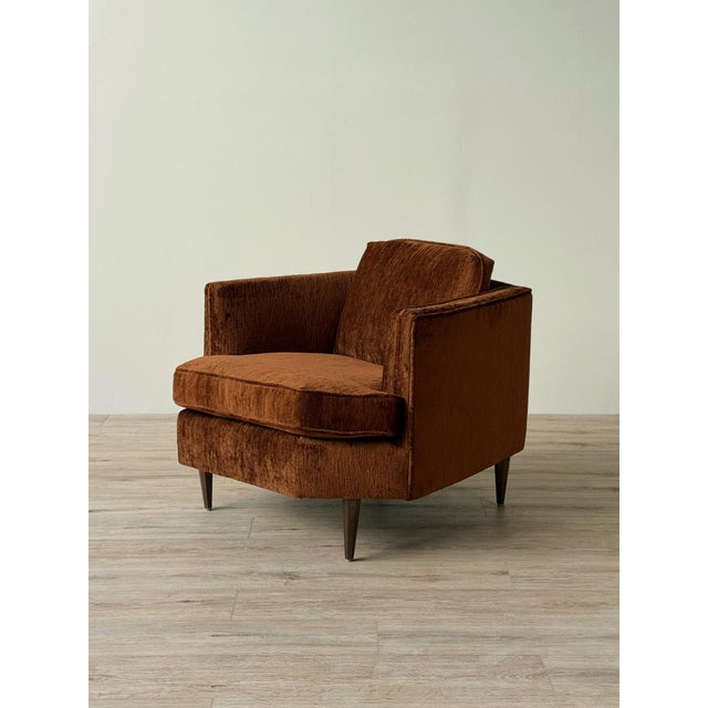 Mid-Century Lounge Chair in Chocolate Chenille For Sale - Image 11 of 12