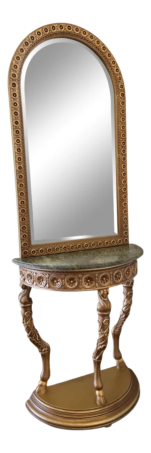 1990s French Louis XV Style Giltwood Marble Top Console & Mirror