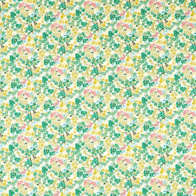 Harlequin Wildflower Meadow Fabric in Rose/Emerald/Peridot For Sale