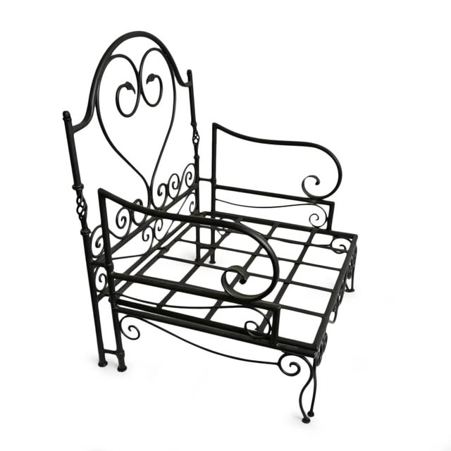 Outdoor Vintage Iron Scroll Mediterranean Arm Chair For Sale - Image 4 of 7