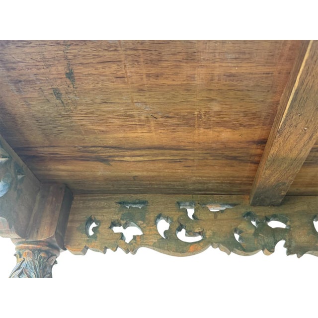 1920s Vintage Filipino Barley Twist Coffee Table With Intricate Carved Apron For Sale - Image 13 of 14