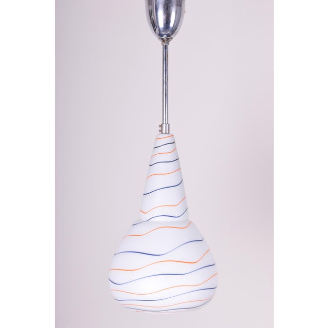 Mid-Century Chandelier in Chromed Steel and Milk Glass, Czech, 1960s For Sale - Image 12 of 12