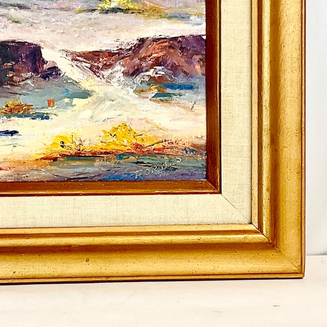 Impressionist 1974 Vintage Impressionist “Desert Scene” Original Oil Painting, New Mexico, Artist Signed, Framed For Sale - Image 3 of 12