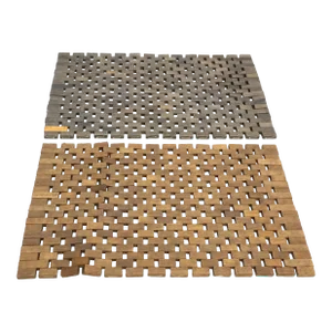 2000s Pomax Rectangular Wood Tile Placemats or Trivets Made in Belgium - Set of 2