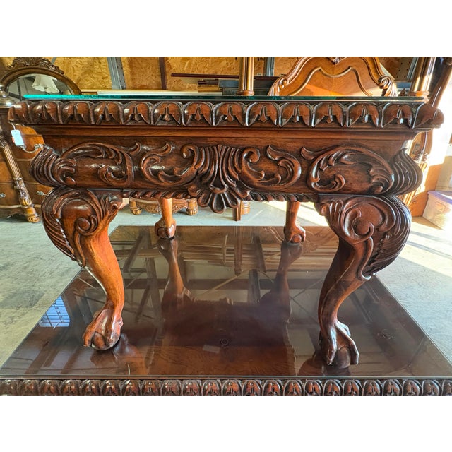 1990s 1990s Solid Mahogany End Tables With Intricate Carving in Nashville For Sale - Image 5 of 6