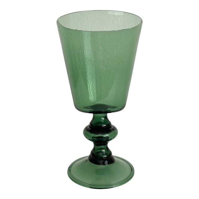 Large Italian Glass Pedestal Vase For Sale