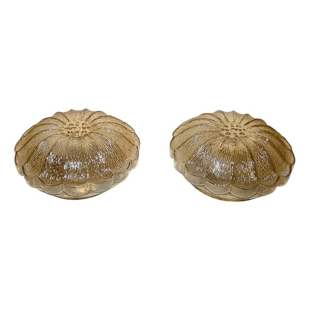 Vintage Amber Glass Ceiling Lights, Set of 2 For Sale