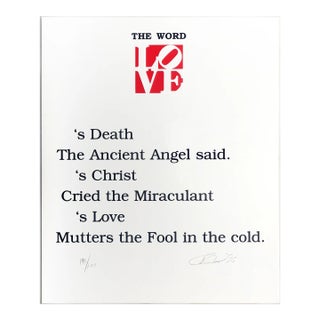 The Book of Love Poem - the Word, Robert Indiana Screenprint With Letterpress, Signed and Numbered in Pencil For Sale