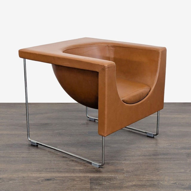 Modern Stua Nube Modern Brown Leather Lounge Chair With Chrome Legs For Sale - Image 3 of 8