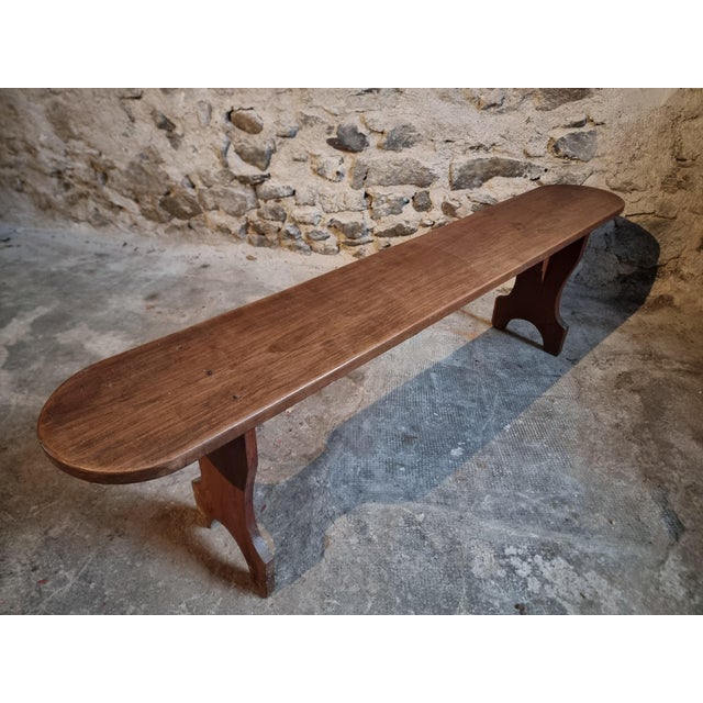 Wood French Cherry Wood Bench, 1930s For Sale - Image 7 of 14