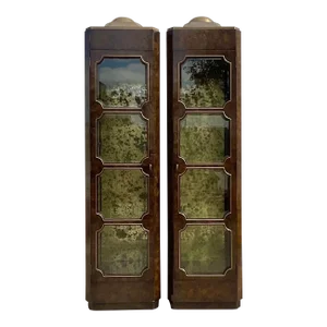 Late 20th Century Vintage Boho Burl Wood Tower Etageres After Mastercraft