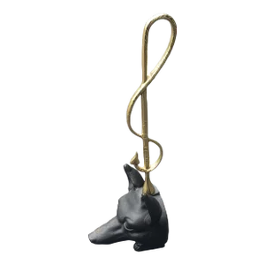 Brass and Iron Door Stop With Fox Head and Riding Crop