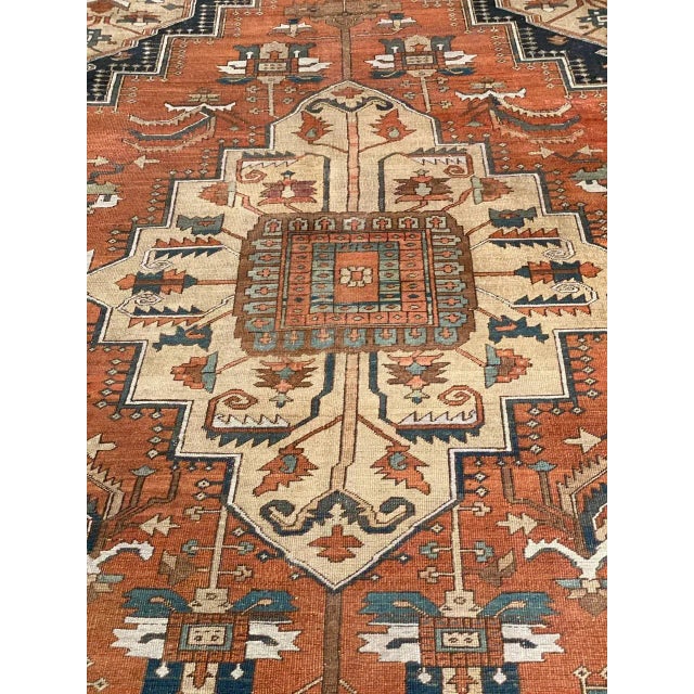 Traditional Early 21st Century Rust Color Persian Antique Serapi For Sale - Image 3 of 6