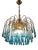 Vintage Gold Rain Chandelier with Handmade Murano Glass Blue Drop, Italy, 1960 For Sale