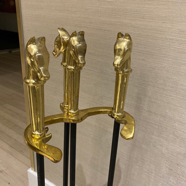 Brass Horse Fireplace Tools Set Chairish