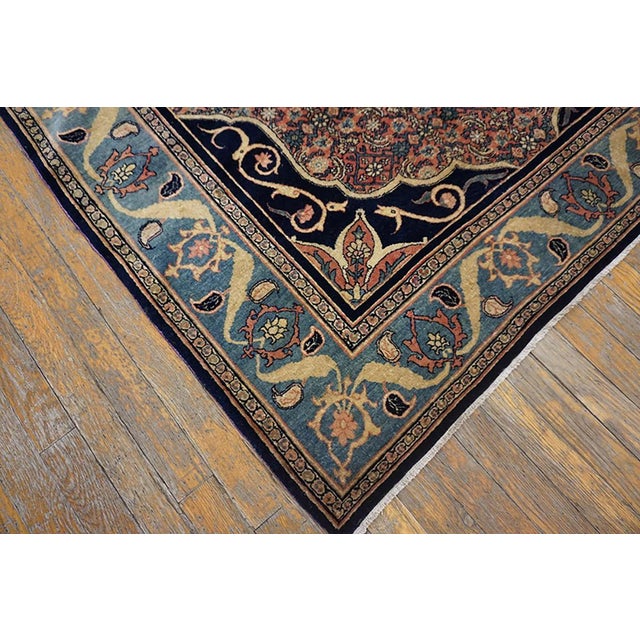 Early 20th Century Distinguished Medallion in the Center in a Black Ground Color Antique Persian Bijar Rug For Sale - Image 5 of 5