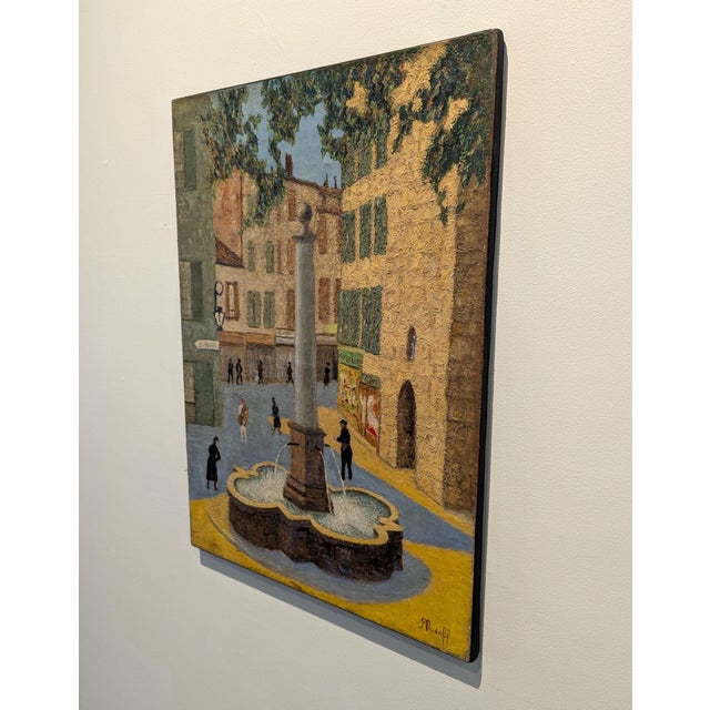 French Impressionist Provence Plaza Scene Street Scene Painting Early 20th For Sale In Dallas - Image 6 of 7