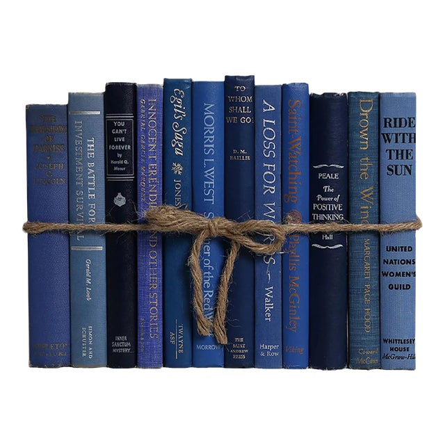 Decorative Books - Vintage Denim Book Bundle - 1 Foot of Blue Books For Sale