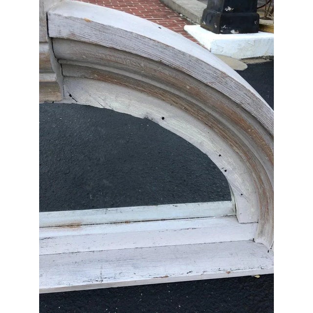 Wood Large Half Round Pediment Mirror in Whitewashed Pine For Sale - Image 7 of 12