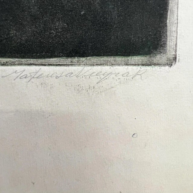 AMBIANIC presents Maria Teresa Vieyra Rincon Original Abstract Art Paper Engraving 6/25 Titled PEZ (Fish) Figure 1 COA...