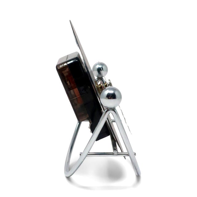 1980s 1980s Postmodern Chrome Rocking Desk Clock For Sale - Image 5 of 8