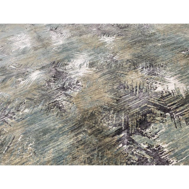 Green Handwoven Modern Abstract Area Rug 6x9 For Sale - Image 8 of 9